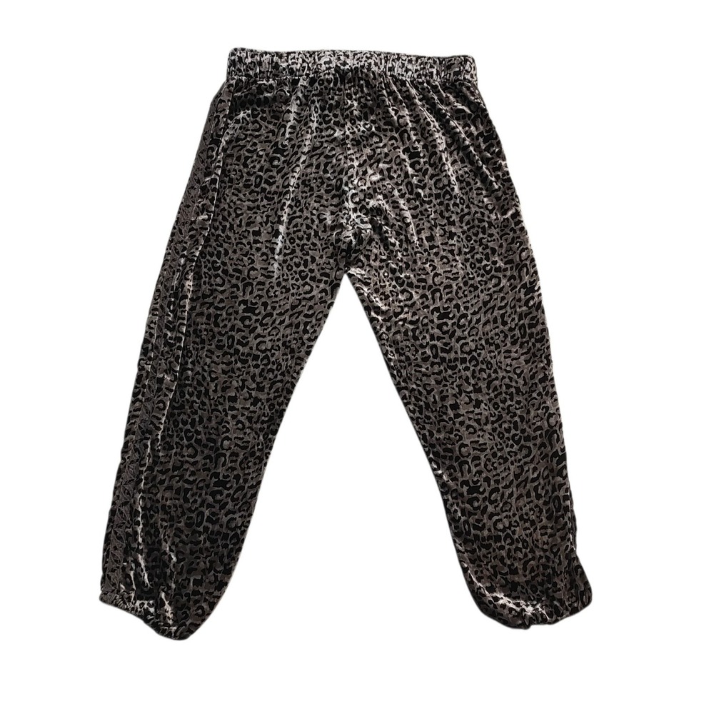 JW Los Angeles Johnny Was Gray Leopard Velvet Silk Blend Jogger Pants Boho Large - Picture 5 of 9